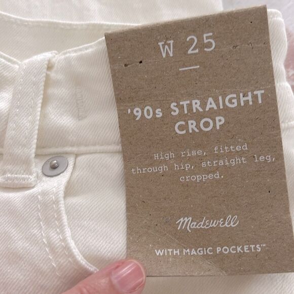 Madewell NWT The 90s Straight Crop Jeans Size 25 in Tile White | High Rise - Picture 10 of 10